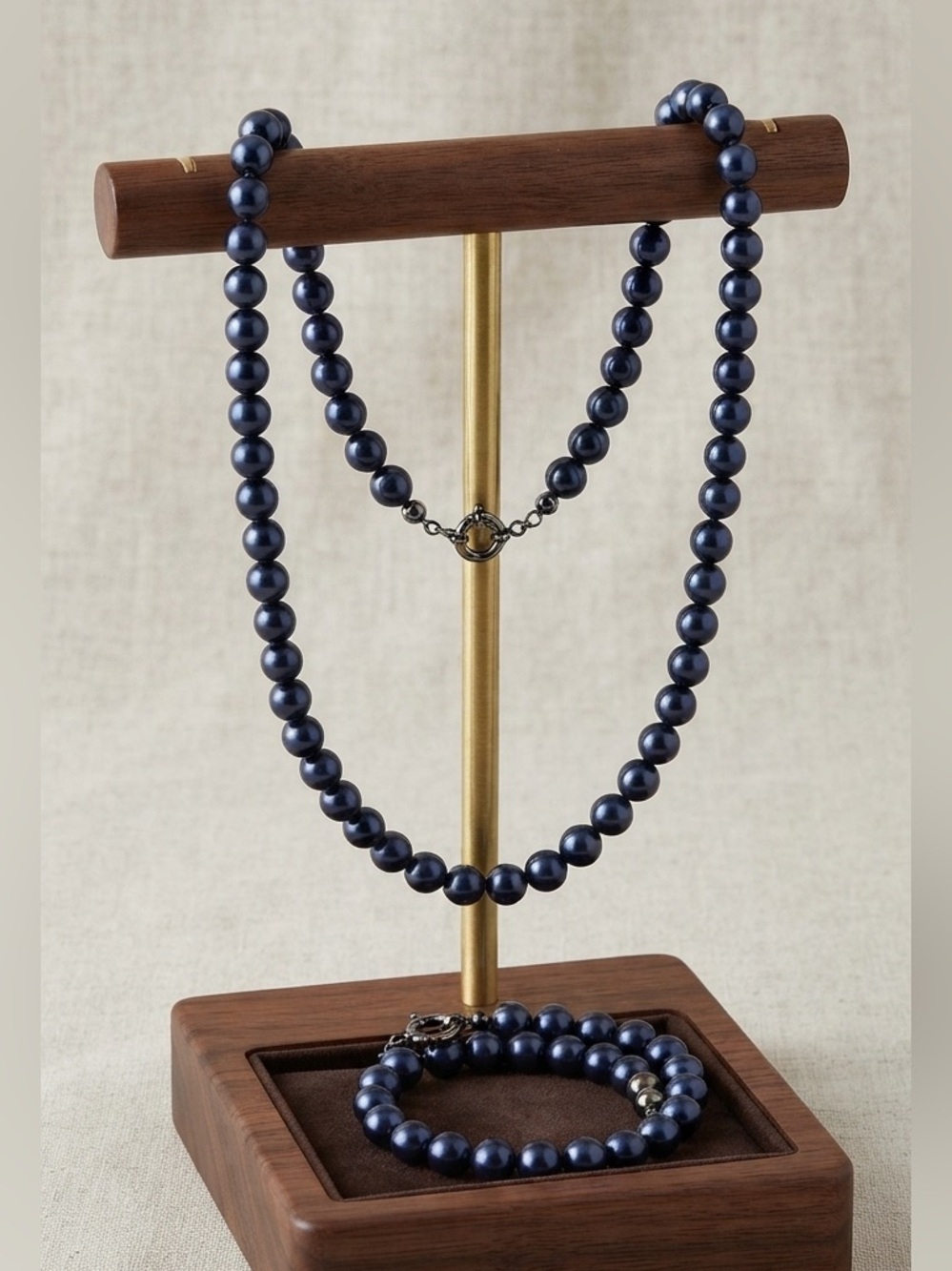 Blue Freshwater Cultured Pearl Necklace & Bracelet Set Anniversary